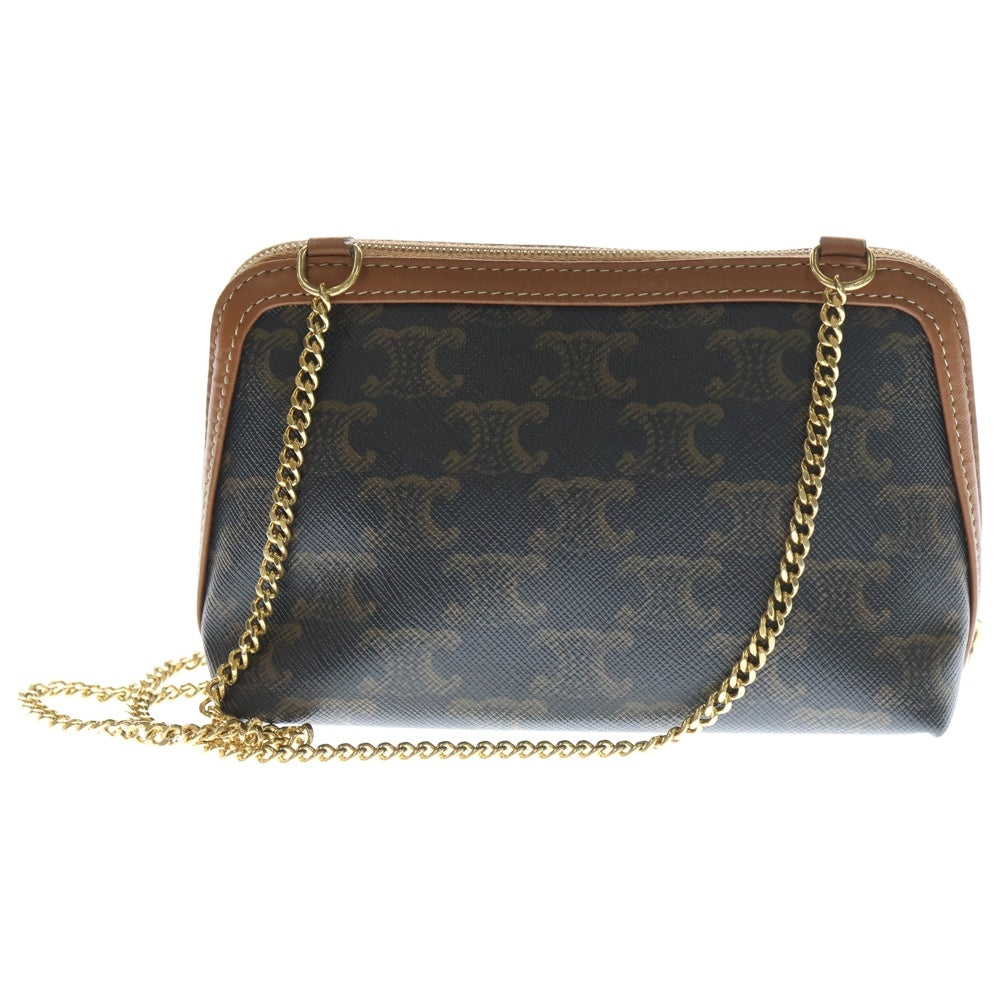 CELINE(セリーヌ) チェーンクラッチ トリオンフキャンバス&ラムスキン ショルダーバッグ ブラウン 10E382CBX.04LU