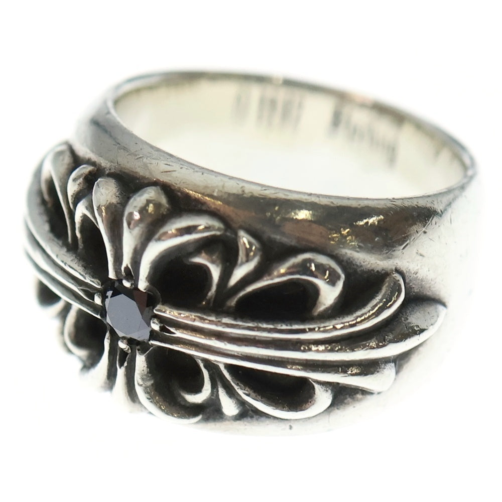CHROME HEARTS(クロムハーツ) FLRL CRS 1 B DIA フローラルクロスリング 1ブラックダイヤ シルバー