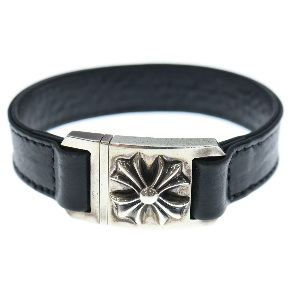 CHROME HEARTS(クロムハーツ) HARNESS CLASP ハーネスクラスプ レザーブレスレット ブラック/シルバー