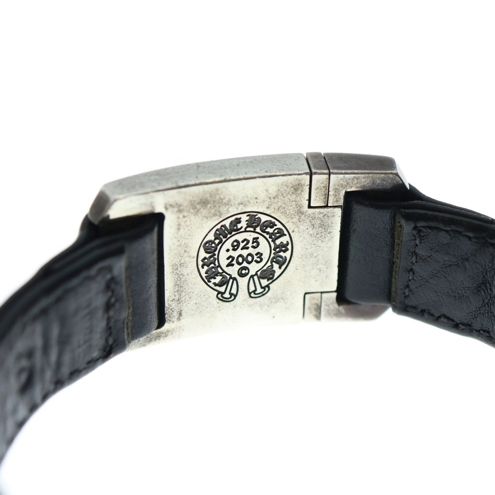 CHROME HEARTS(クロムハーツ) HARNESS CLASP ハーネスクラスプ レザーブレスレット ブラック/シルバー