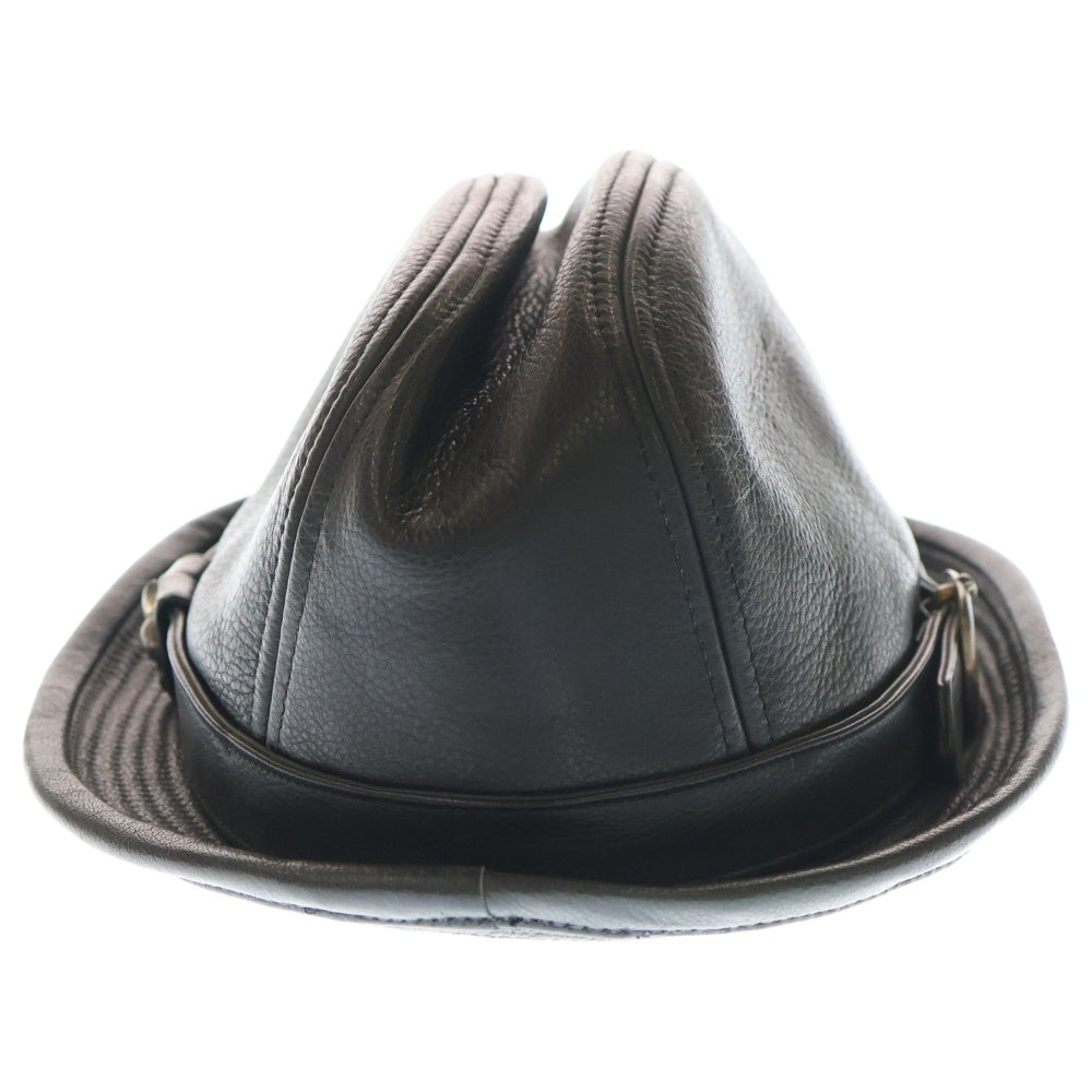 CHROME HEARTS(クロムハーツ) FEDORA BSフレア ガンスリンガー レザー フェドラハット 帽子ブラック/シルバー