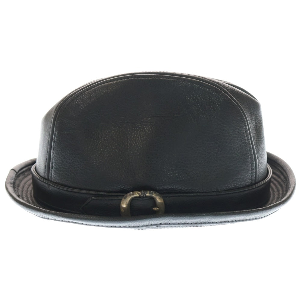 CHROME HEARTS(クロムハーツ) FEDORA BSフレア ガンスリンガー レザー フェドラハット 帽子ブラック/シルバー