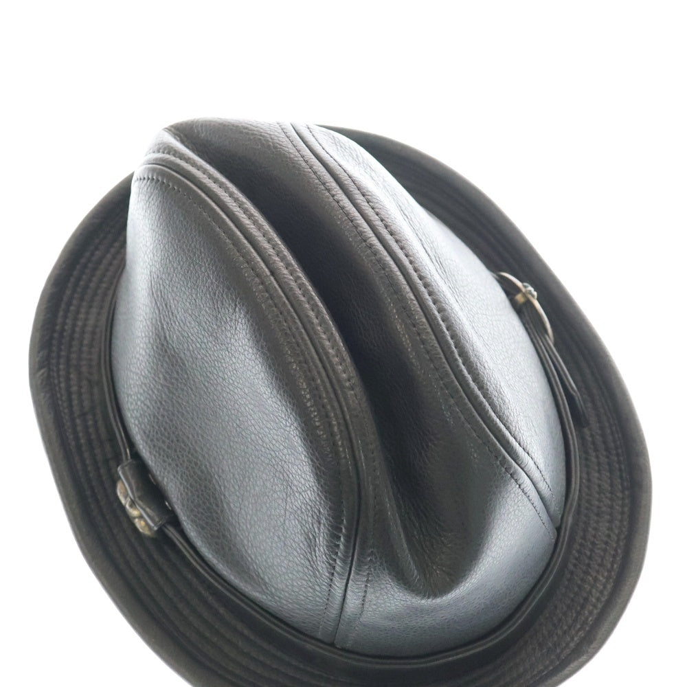 CHROME HEARTS(クロムハーツ) FEDORA BSフレア ガンスリンガー レザー フェドラハット 帽子ブラック/シルバー