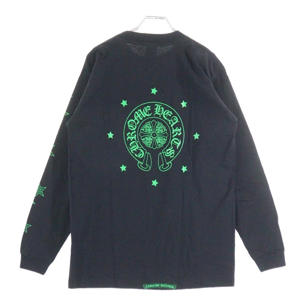 CHROME HEARTS(クロムハーツ) OLD オールド ホースシュー スター プリント クルーネック ロングスリーブ 長袖 Tシャツカットソー ブラック