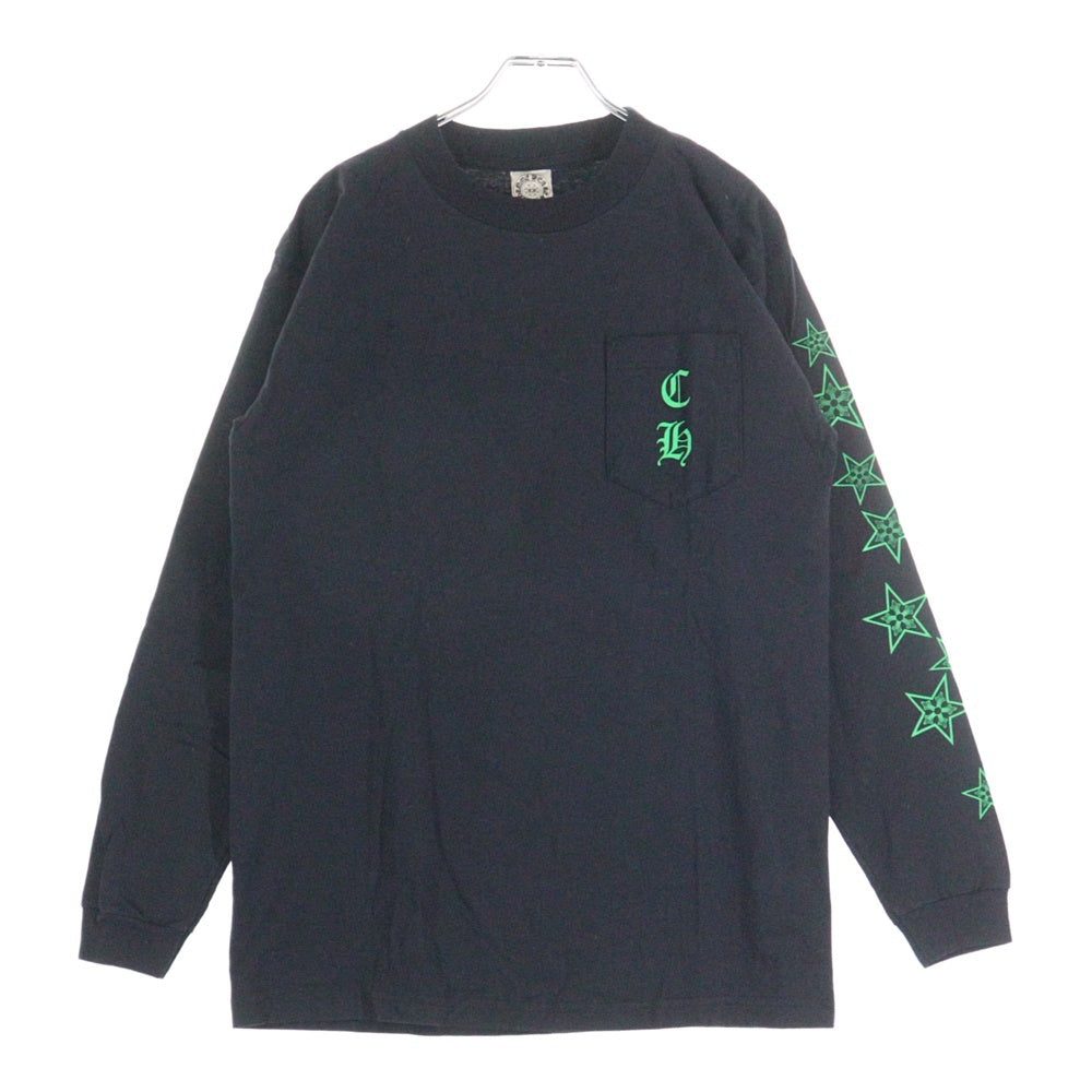 CHROME HEARTS(クロムハーツ) OLD オールド ホースシュー スター プリント クルーネック ロングスリーブ 長袖 Tシャツカットソー ブラック