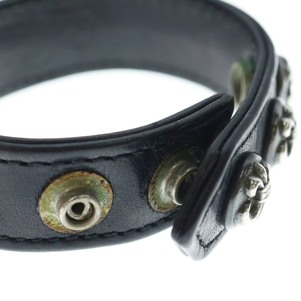 CHROME HEARTS(クロムハーツ) 3BTN 2SNP FLR 3ボタン 2スナップ フレア レザーブレスレット ブラック/シルバー