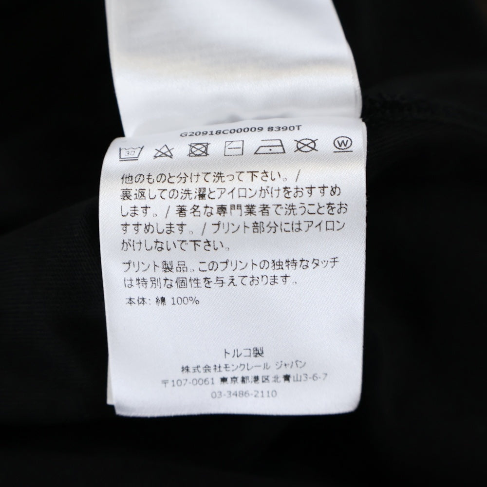 MONCLER(モンクレール) 21AW フロントビッグロゴプリント クルーネック半袖Tシャツ カットソー ブラック G20918C0009