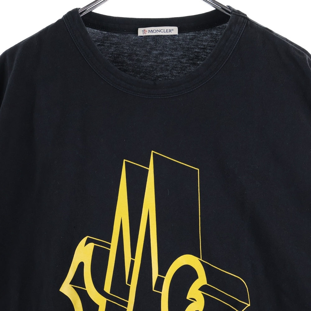 MONCLER(モンクレール) 19AW フロント3Dロゴプリント クルーネック半袖Tシャツ カットソー ブラック/イエロー E20918002250