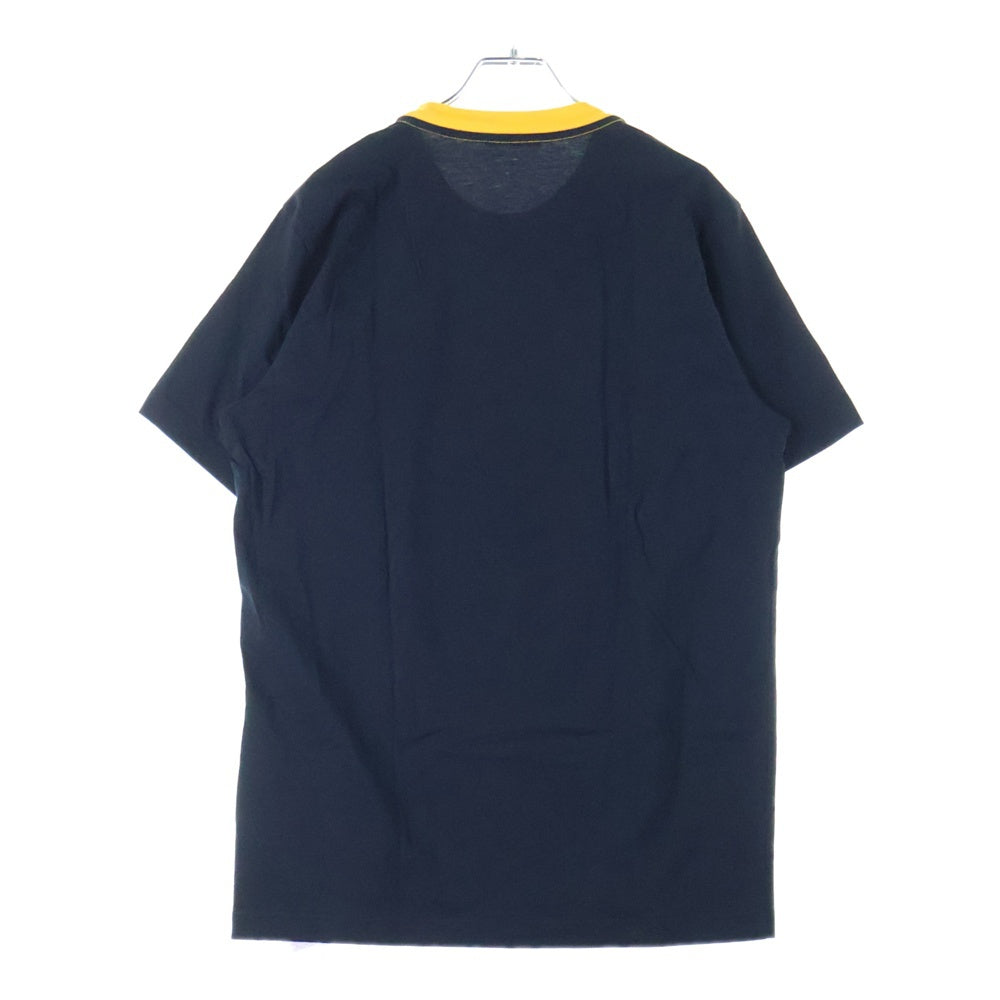 MARNI(マルニ) 22SS ストライプロゴ クルーネック リンガー 半袖Tシャツ カットソー ブラック/イエロー HUMU0198P7