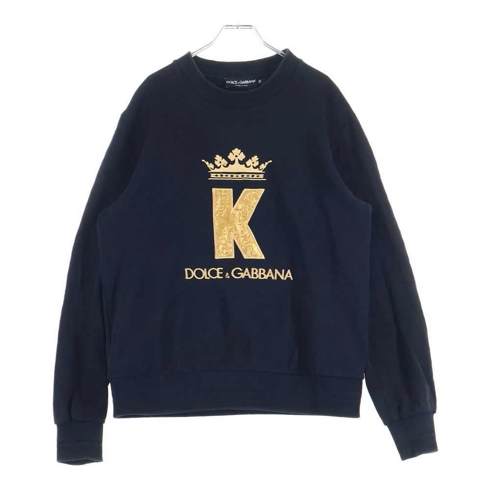 DOLCE & GABBANA(ドルチェアンドガッバーナ) DGエンブレムロゴ クルーネック スウェットトレーナー ブラック G9OW6Z
