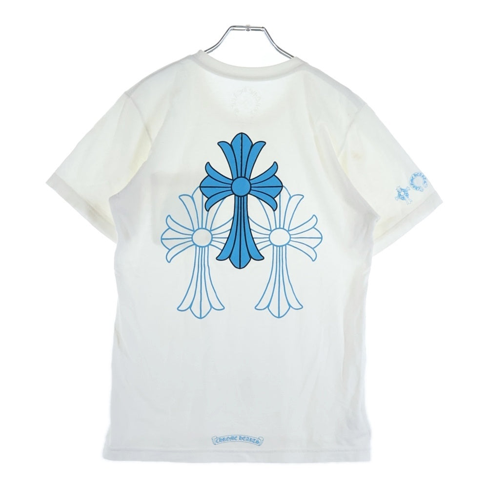 CHROME HEARTS(クロムハーツ) BACK CEMETERY CROSS TEE バックセメタリークロス 半袖Tシャツ カットソー ホワイト/ブルー