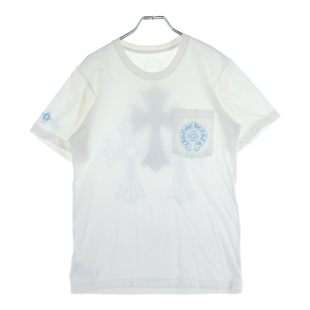 CHROME HEARTS(クロムハーツ) BACK CEMETERY CROSS TEE バックセメタリークロス 半袖Tシャツ カットソー ホワイト/ブルー