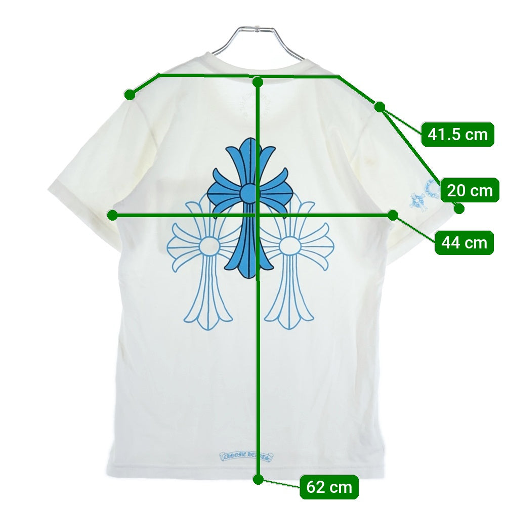 CHROME HEARTS(クロムハーツ) BACK CEMETERY CROSS TEE バックセメタリークロス 半袖Tシャツ カットソー ホワイト/ブルー