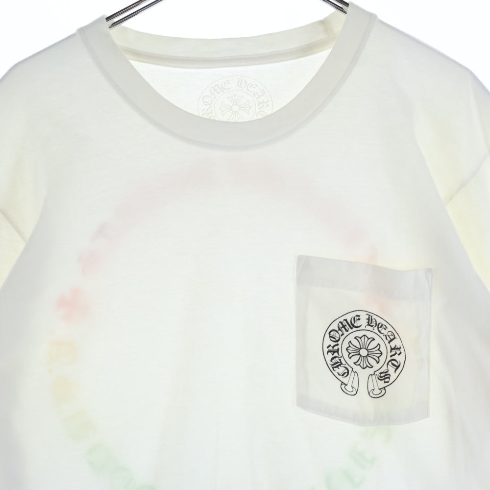 CHROME HEARTS(クロムハーツ) FLRL CRS HORSESHOE LS TEE バックホースシュー 袖フローラルプリント クルーネック 長袖Tシャツ カットソー ホワイト/マルチ