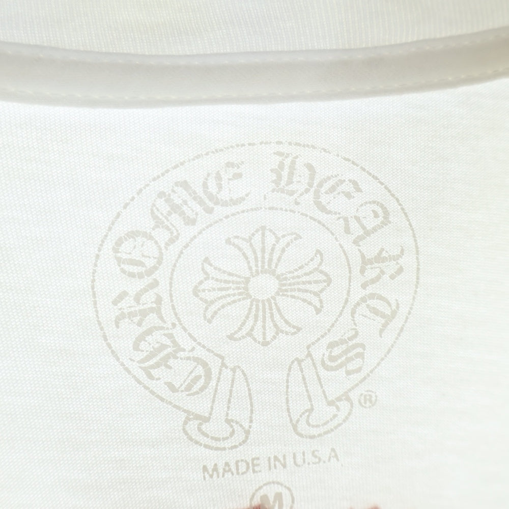 CHROME HEARTS(クロムハーツ) FLRL CRS HORSESHOE LS TEE バックホースシュー 袖フローラルプリント クルーネック 長袖Tシャツ カットソー ホワイト/マルチ