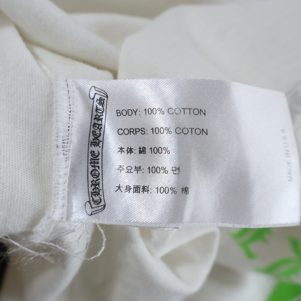 CHROME HEARTS(クロムハーツ) FLRL CRS HORSESHOE LS TEE バックホースシュー 袖フローラルプリント クルーネック 長袖Tシャツ カットソー ホワイト/マルチ