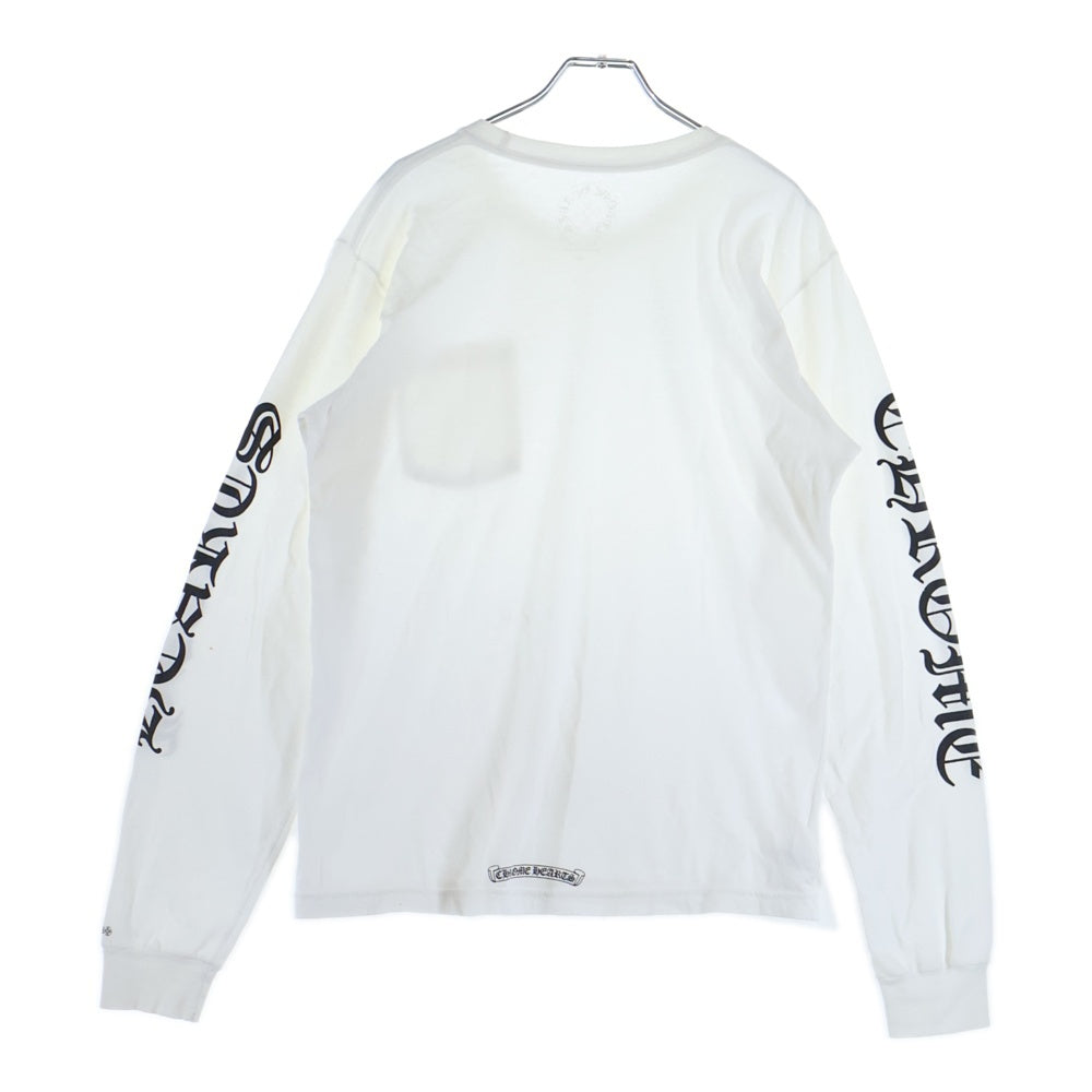 CHROME HEARTS(クロムハーツ) NECK LOGO L/S TEE ネックロゴ プリント クルーネック 長袖Tシャツ カットソー ホワイト