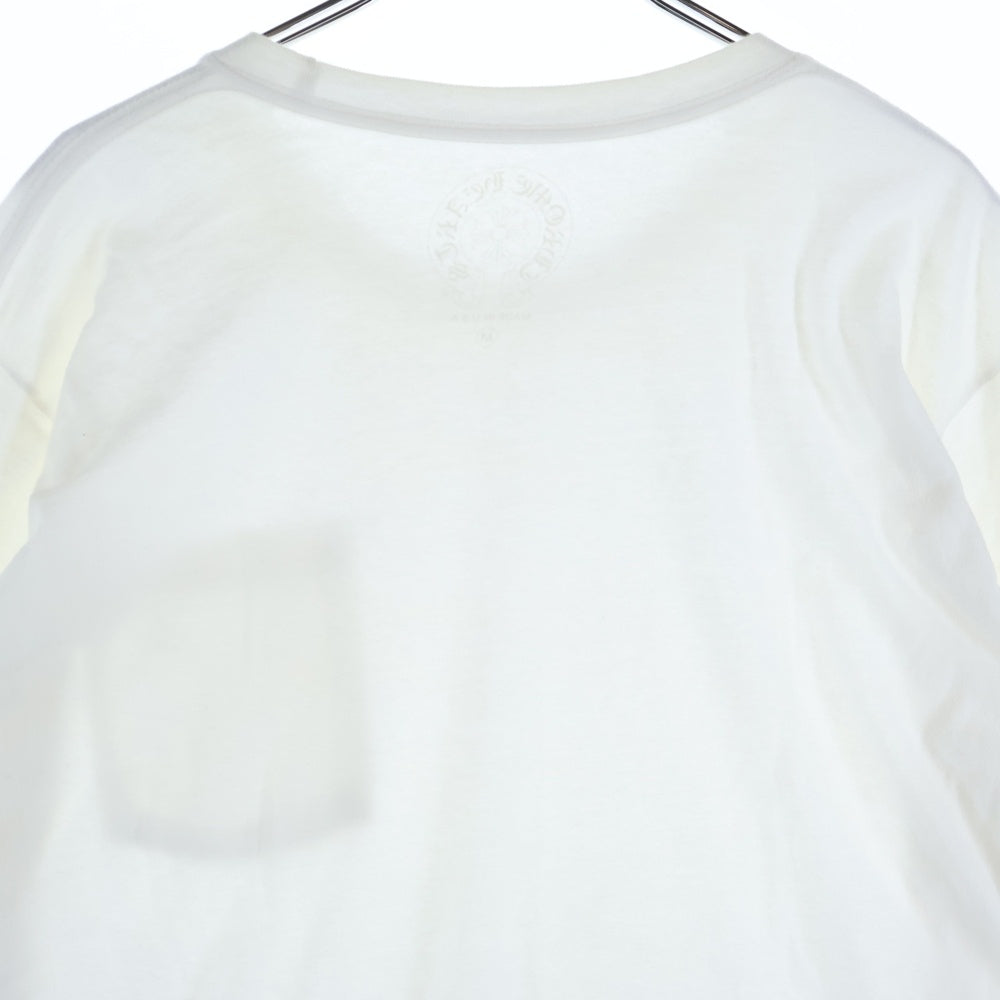 CHROME HEARTS(クロムハーツ) NECK LOGO L/S TEE ネックロゴ プリント クルーネック 長袖Tシャツ カットソー ホワイト
