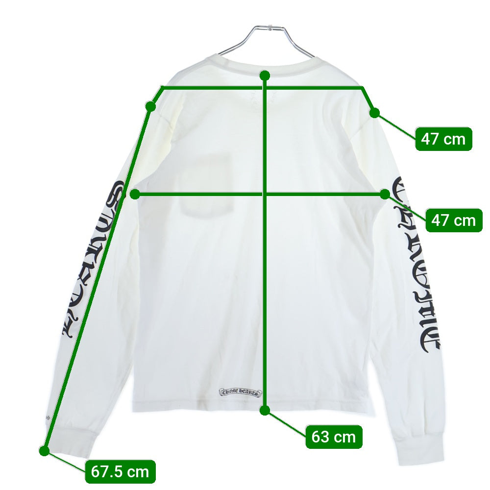 CHROME HEARTS(クロムハーツ) NECK LOGO L/S TEE ネックロゴ プリント クルーネック 長袖Tシャツ カットソー ホワイト