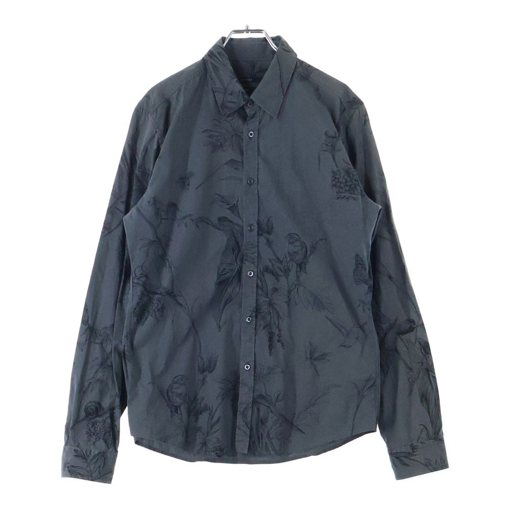 GUCCI(グッチ) フラワー総柄 スリム コットン 長袖シャツホ グレー 309114 Z4561