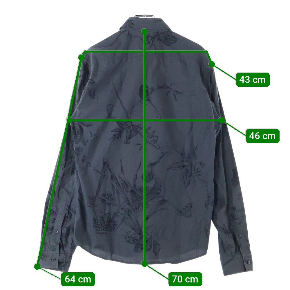 GUCCI(グッチ) フラワー総柄 スリム コットン 長袖シャツホ グレー 309114 Z4561