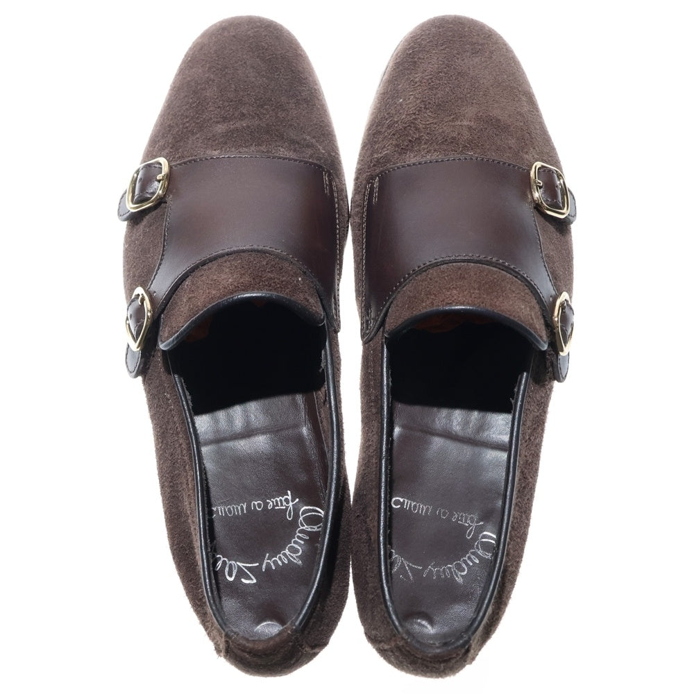 Santoni(サントーニ) カルロス ダブルモンクストラップ スエード レザー ローファー ブラウン 13907