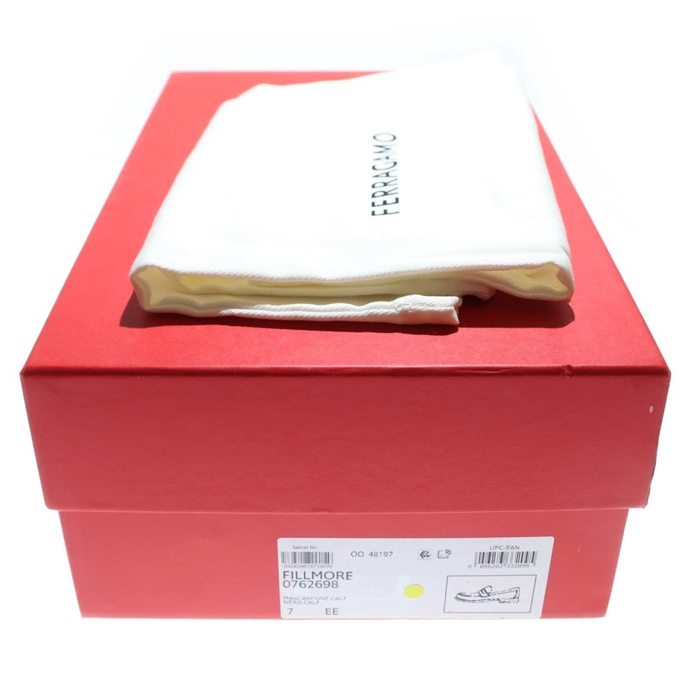 FERRAGAMO(フェラガモ) ロゴエンボス バイカラー レザー モカシン ローファー ブラック/ホワイト 0762698