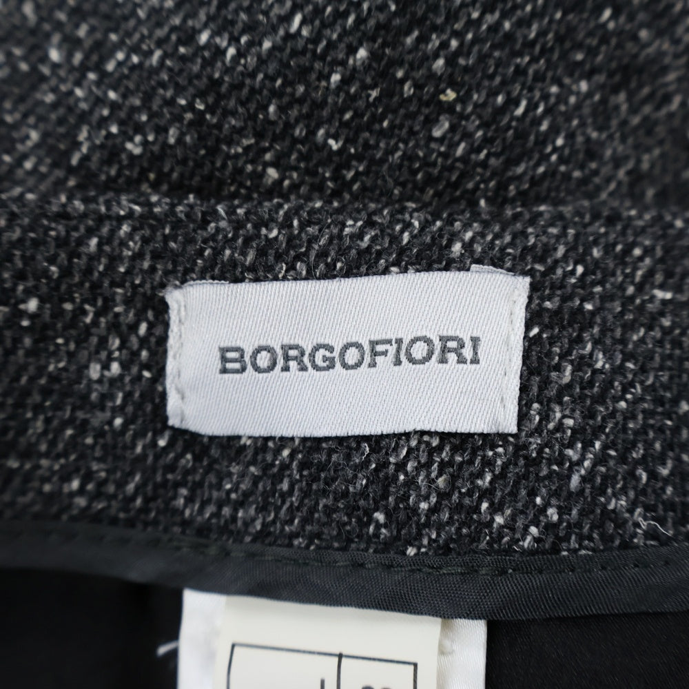 NO BRAND(ノーブランド) BORGOFIORI ボルゴフィオーリ ウール セットアップスーツ 1B シングルテーラードジャケット サイドスリットスカート グレー レディース 523070