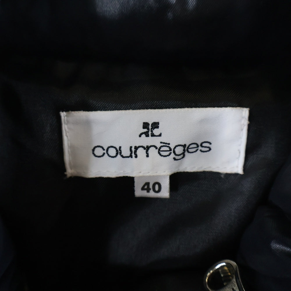COURREGES(クレージュ) フロントジップボタン 中綿ロングダウンジャケット ブラック レディース AGF18713W