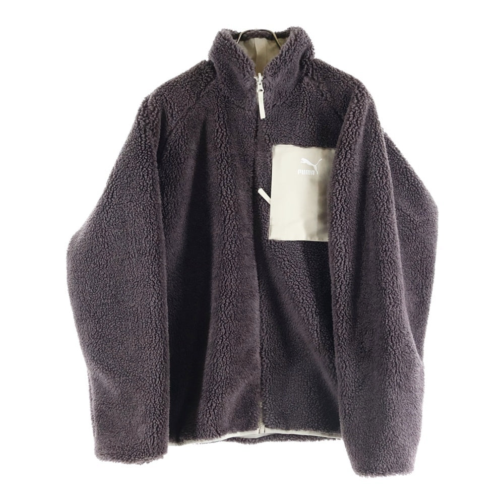 PUMA(プーマ) ボアナイロン リバーシブル ジップアップジャケット ベージュ/グレー 589581-41
