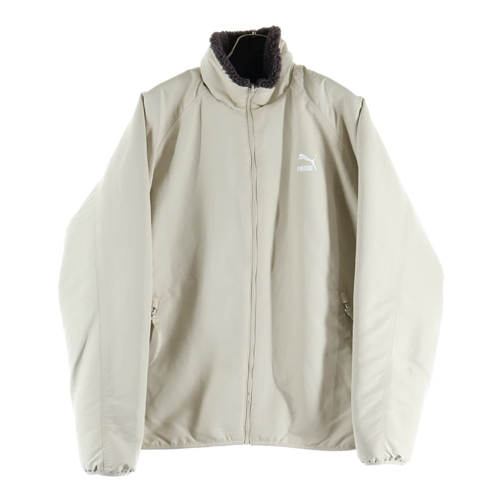 PUMA(プーマ) ボアナイロン リバーシブル ジップアップジャケット ベージュ/グレー 589581-41