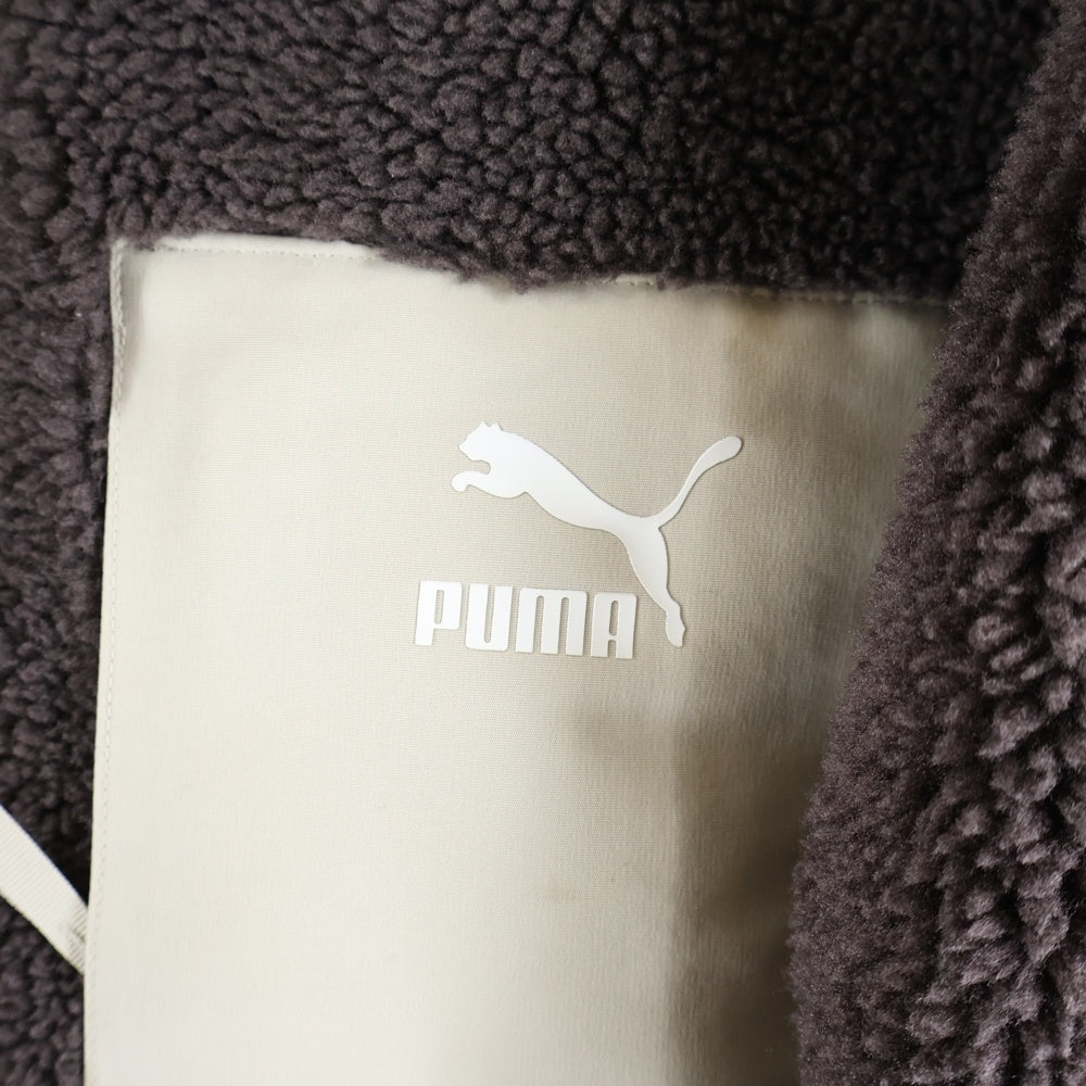 PUMA(プーマ) ボアナイロン リバーシブル ジップアップジャケット ベージュ/グレー 589581-41