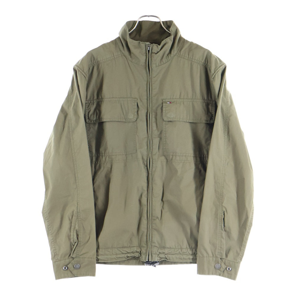 TOMMY HILFIGER(トミーヒルフィガー) ダブルポケット ナイロンジップアップ カーゴジャケット カーキ 112-611109-360