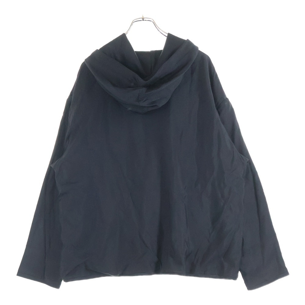 JIL SANDER(ジルサンダー) 24SS Embroidered Popover Hoodie エンブロイダード ロゴ刺繍 レーヨン ポップオーバー パーカー ブラック J22GU0119