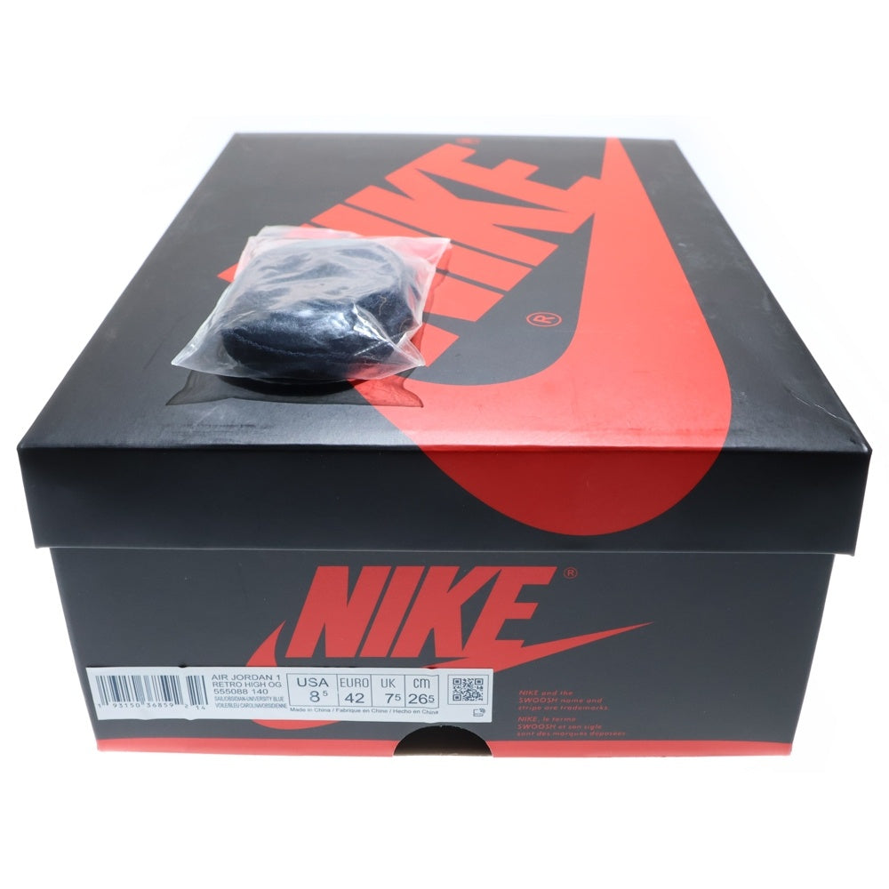 NIKE(ナイキ) AIR JORDAN1 RETRO HIGH OG OBSIDIAN UNIVERSITY BLUE エアジョーダン1 レトロ オブシディアン ハイカットスニーカー ブルー/ホワイト US8.5/26.5cm 555088-140
