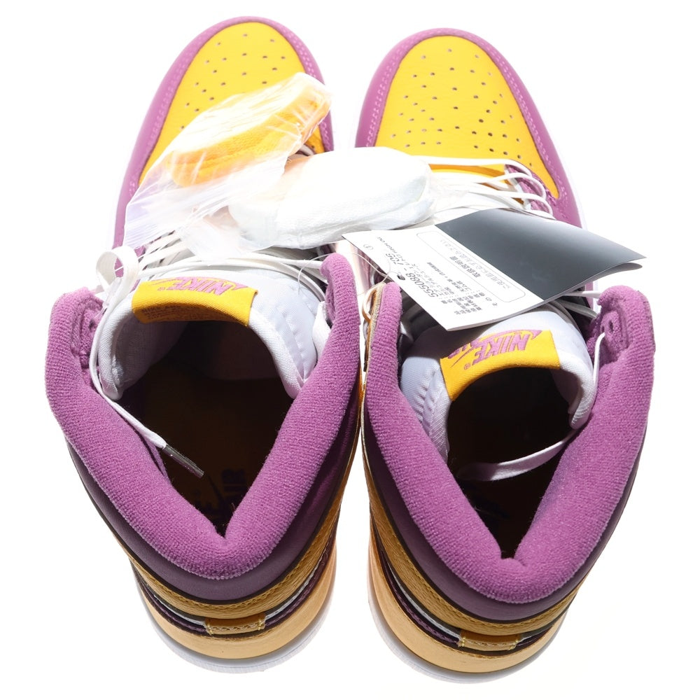 NIKE(ナイキ) AIR JORDAN 1 RETRO HIGH OG BROTHERHOOD エアジョーダン1 ブラザーフッド ハイカットスニーカー イエロー/パープル US8.5/26.5cm 555088-706