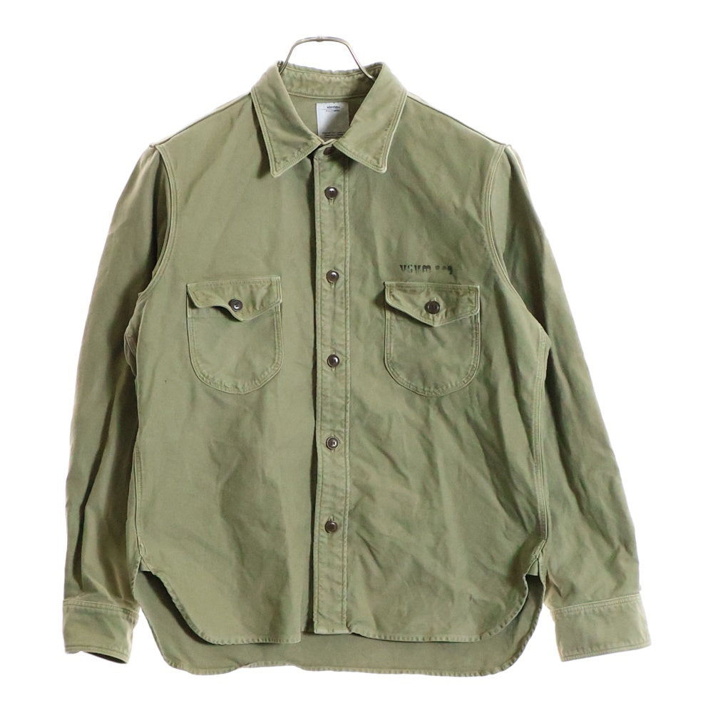VISVIM(ヴィスヴィム) 17AW U.S.M. NUMBERING SHIRT L/S フロントロゴ ナンバリング 長袖シャツ カーキ 0117205011020