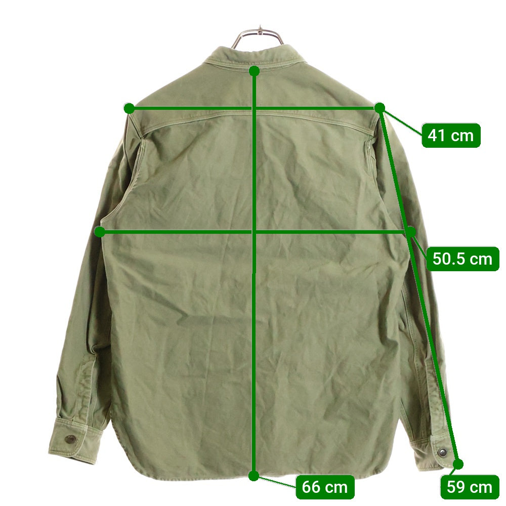 VISVIM(ヴィスヴィム) 17AW U.S.M. NUMBERING SHIRT L/S フロントロゴ ナンバリング 長袖シャツ カーキ 0117205011020