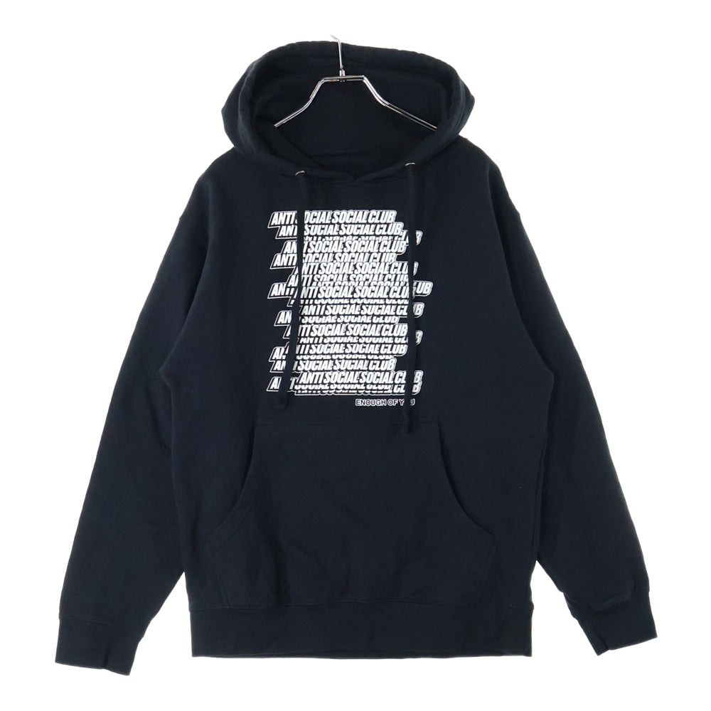 ANTI SOCIAL SOCIAL CLUB(アンチソーシャルソーシャルクラブ) ロゴプリント スウェットプルオーバーパーカー ブラック/ホワイト