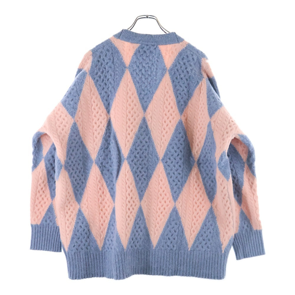 LOEWE(ロエベ) ×スタジオジブリ ハウルの動く城 ダイヤモンド ウール カシミア ニット カーディガン ピンク/ブルー レディース SB44Y16K12
