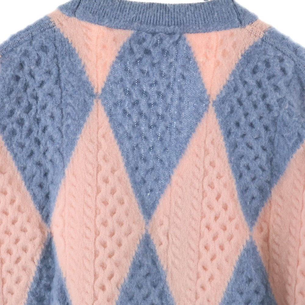 LOEWE(ロエベ) ×スタジオジブリ ハウルの動く城 ダイヤモンド ウール カシミア ニット カーディガン ピンク/ブルー レディース SB44Y16K12