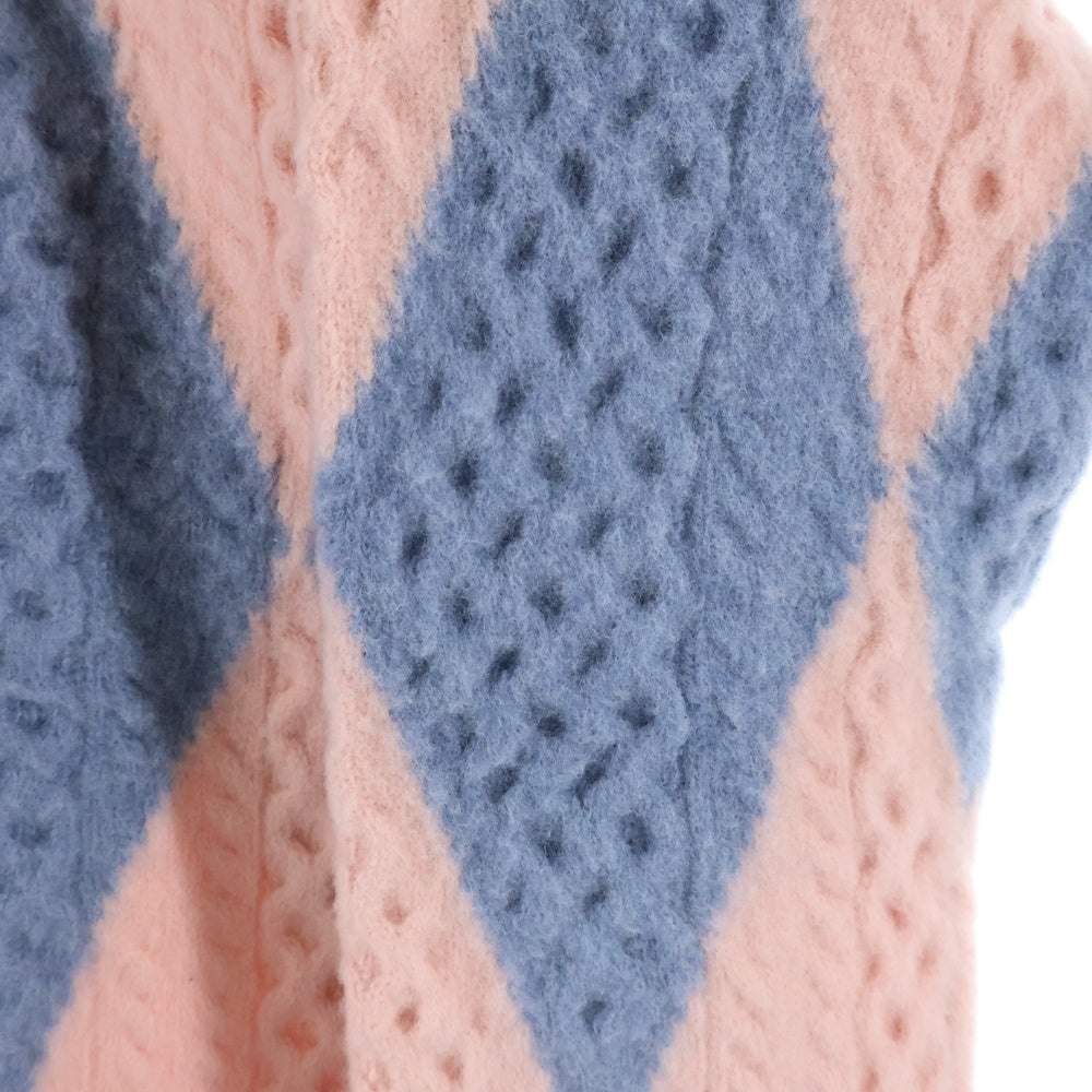 LOEWE(ロエベ) ×スタジオジブリ ハウルの動く城 ダイヤモンド ウール カシミア ニット カーディガン ピンク/ブルー レディース SB44Y16K12