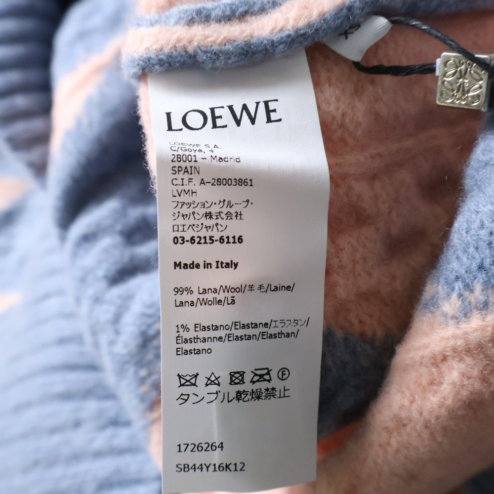 LOEWE(ロエベ) ×スタジオジブリ ハウルの動く城 ダイヤモンド ウール カシミア ニット カーディガン ピンク/ブルー レディース SB44Y16K12