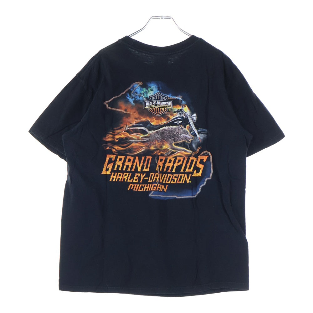 HARLEY DAVIDSON(ハーレーダビッドソン) 両面プリント クルーネック 半袖 Tシャツ カットソー ブラック