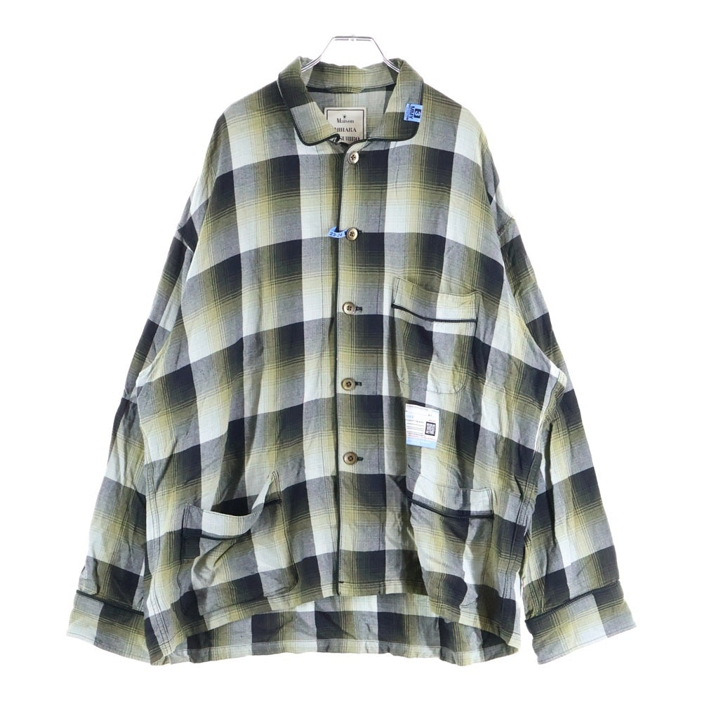 MAISON MIHARAYASUHIRO(メゾンミハラヤスヒロ) マルチポケット チェック レーヨン 長袖 シャツ グリーン/グレー A11SH071