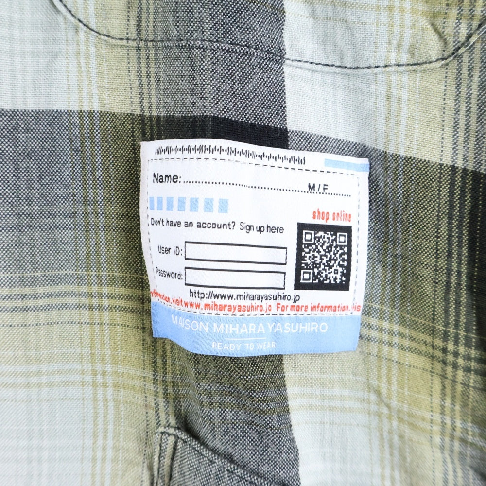 MAISON MIHARAYASUHIRO(メゾンミハラヤスヒロ) マルチポケット チェック レーヨン 長袖 シャツ グリーン/グレー A11SH071