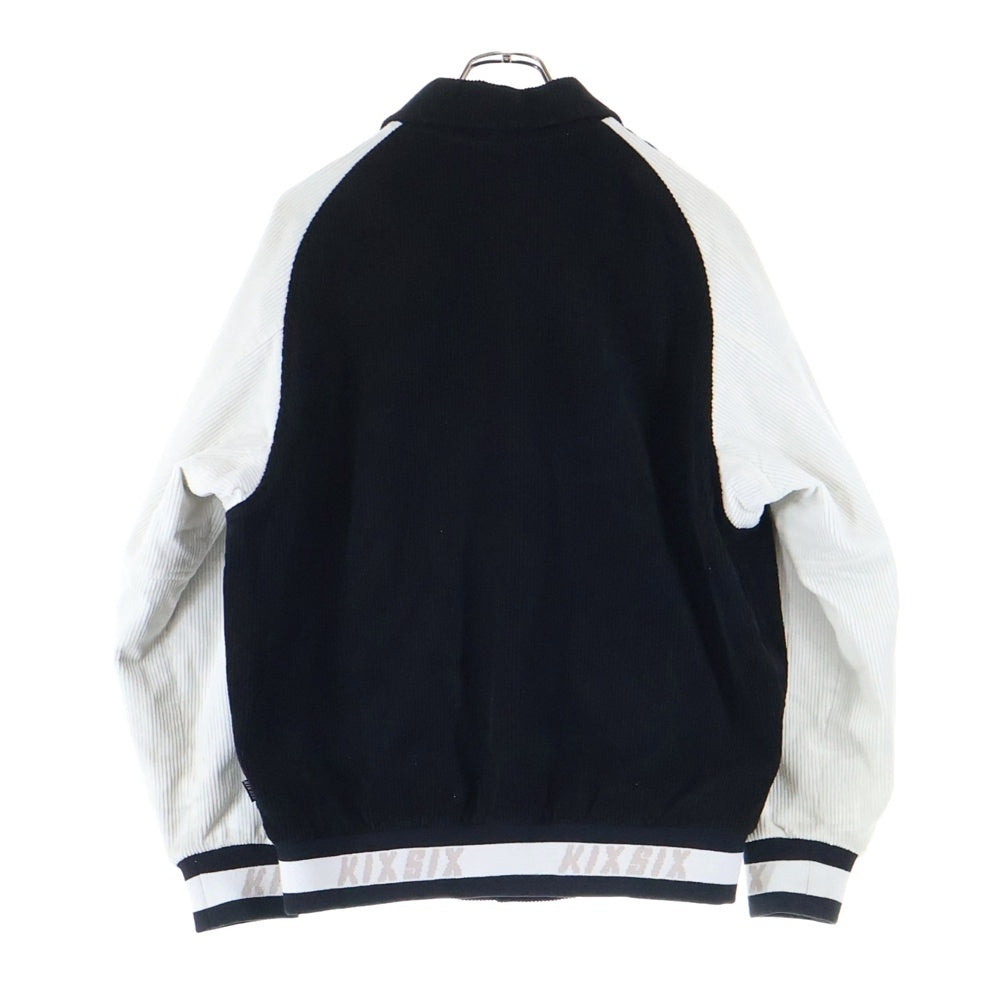 SKOOKUM(スクーカム) ×KIXSIX キックスシックス コーデュロイ フロントボタン バーシティジャケット ブラック/ホワイト