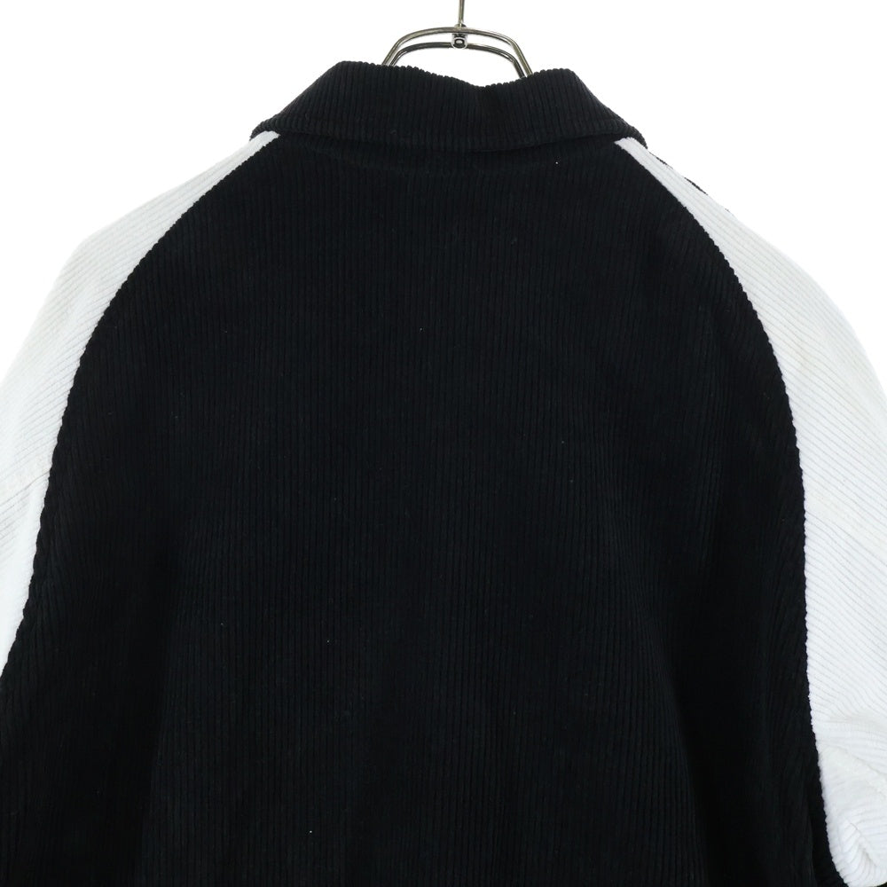 SKOOKUM(スクーカム) ×KIXSIX キックスシックス コーデュロイ フロントボタン バーシティジャケット ブラック/ホワイト