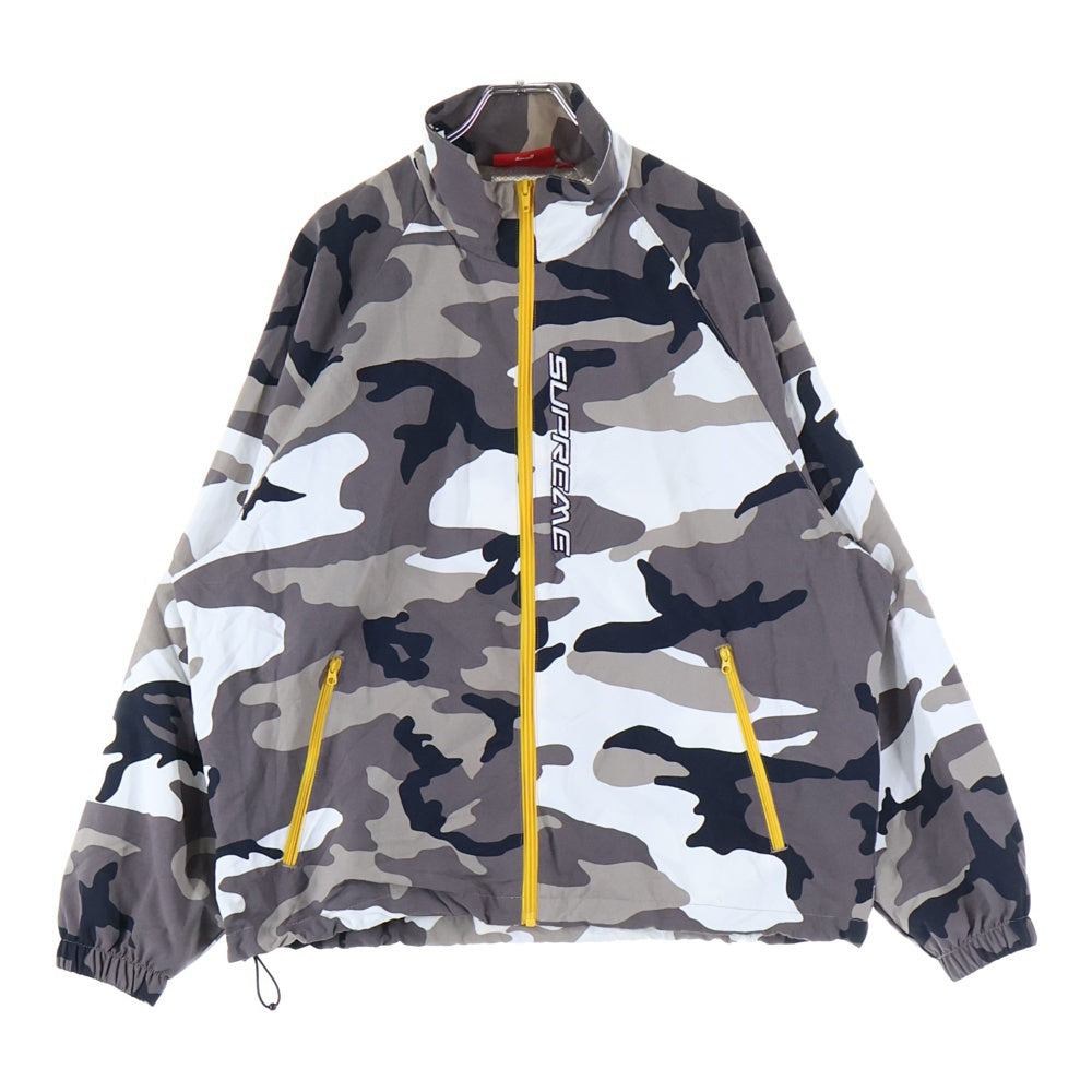 SUPREME(シュプリーム) 25SS Contrast Zip Track Jacket コントラスト フロントロゴ ジップアップ ナイロンジャケット カモ柄 ホワイト/グレー