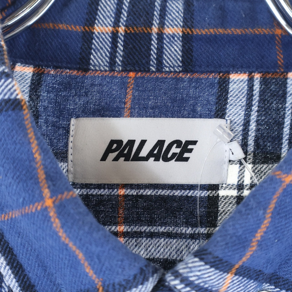 Palace Skateboards(パレススケートボーズ) 24SS LUMBER YAK SHIRT バックロゴエンブロイダリー 長袖チェックシャツ ブルー